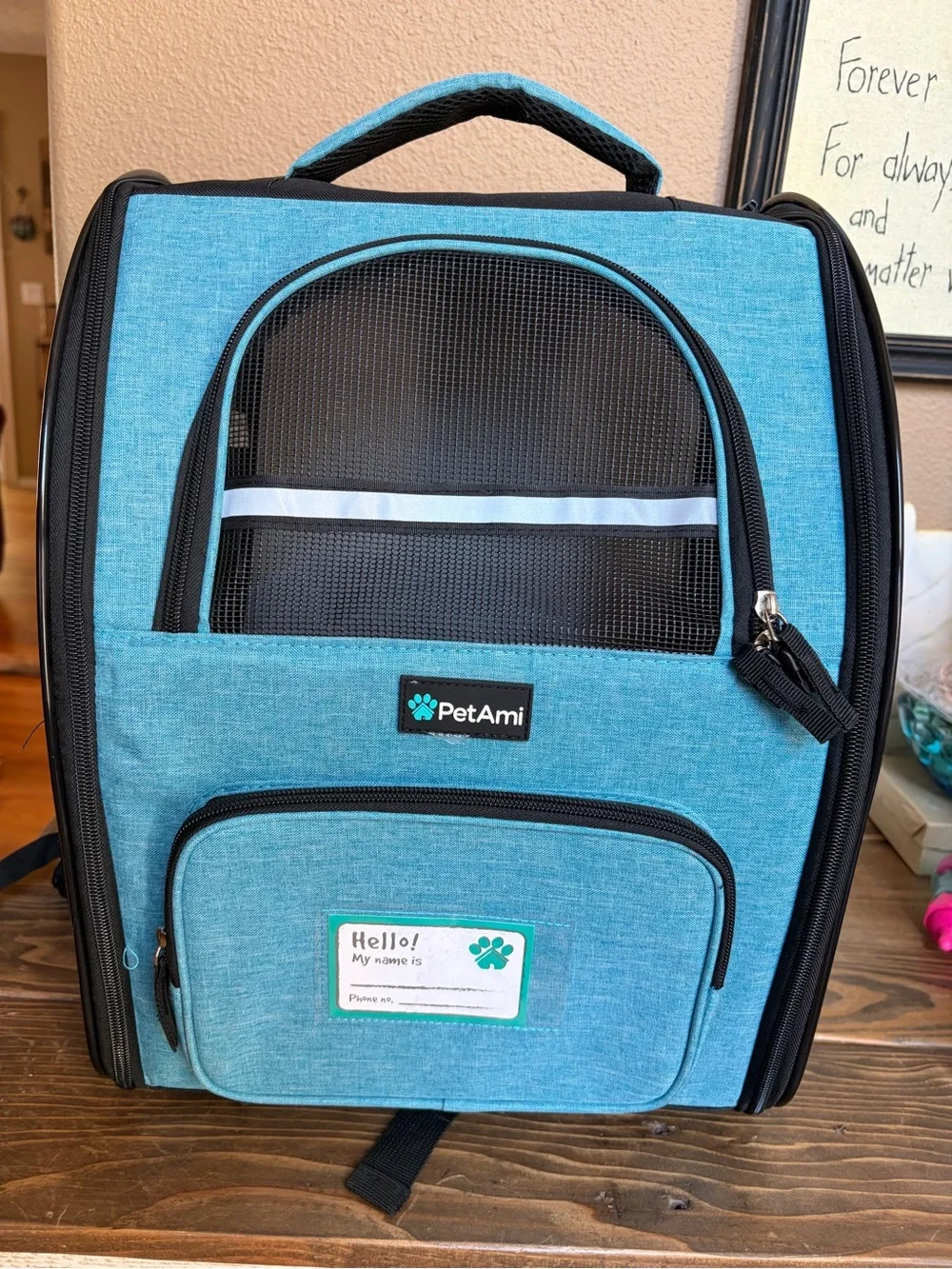 Pet Ami Blue and Black Mesh Pet Carrier Backpack used Once!
